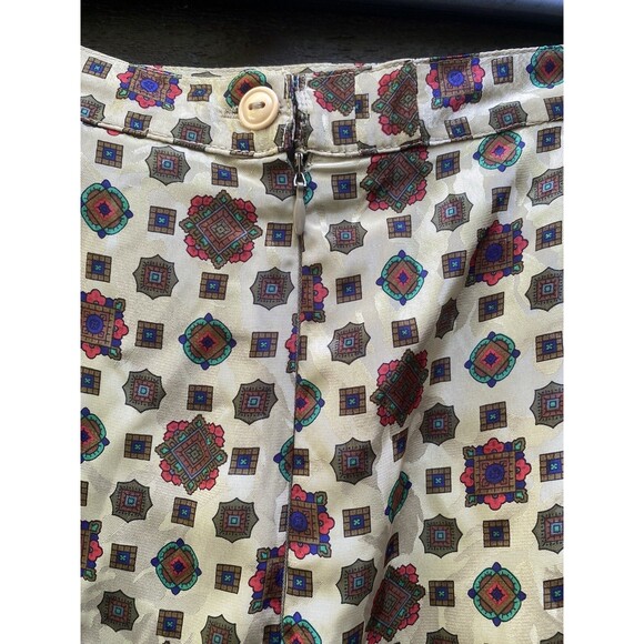 VTG San Andre NY Paris Midi Skirt Sz 10 M Jacquard Geo Baroque 80s Boho Flowy - Picture 10 of 16